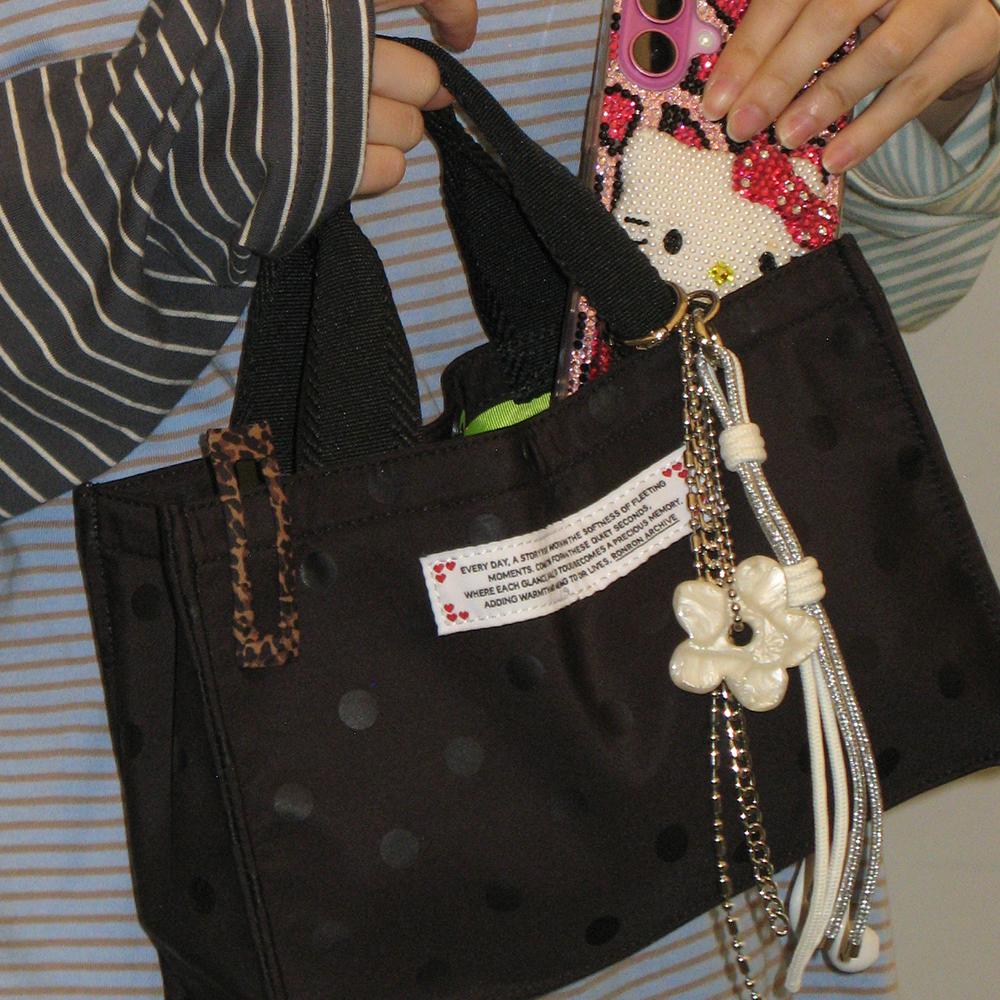 PETIT SQUARE MINI TOTE BAG DOT BLACK