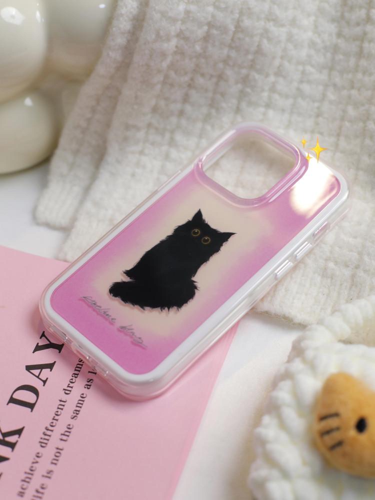 수심 Adorable Meow Case 어도러블 고양이 아이폰 케이스 연핑크 유니크 블랙