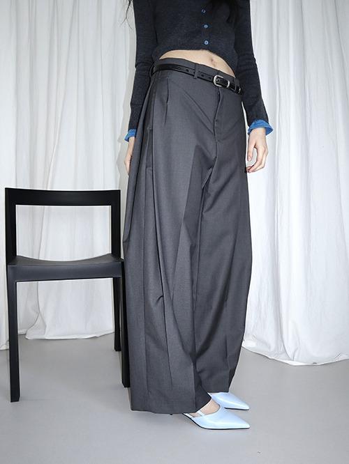 side pintuck slacks, 2color