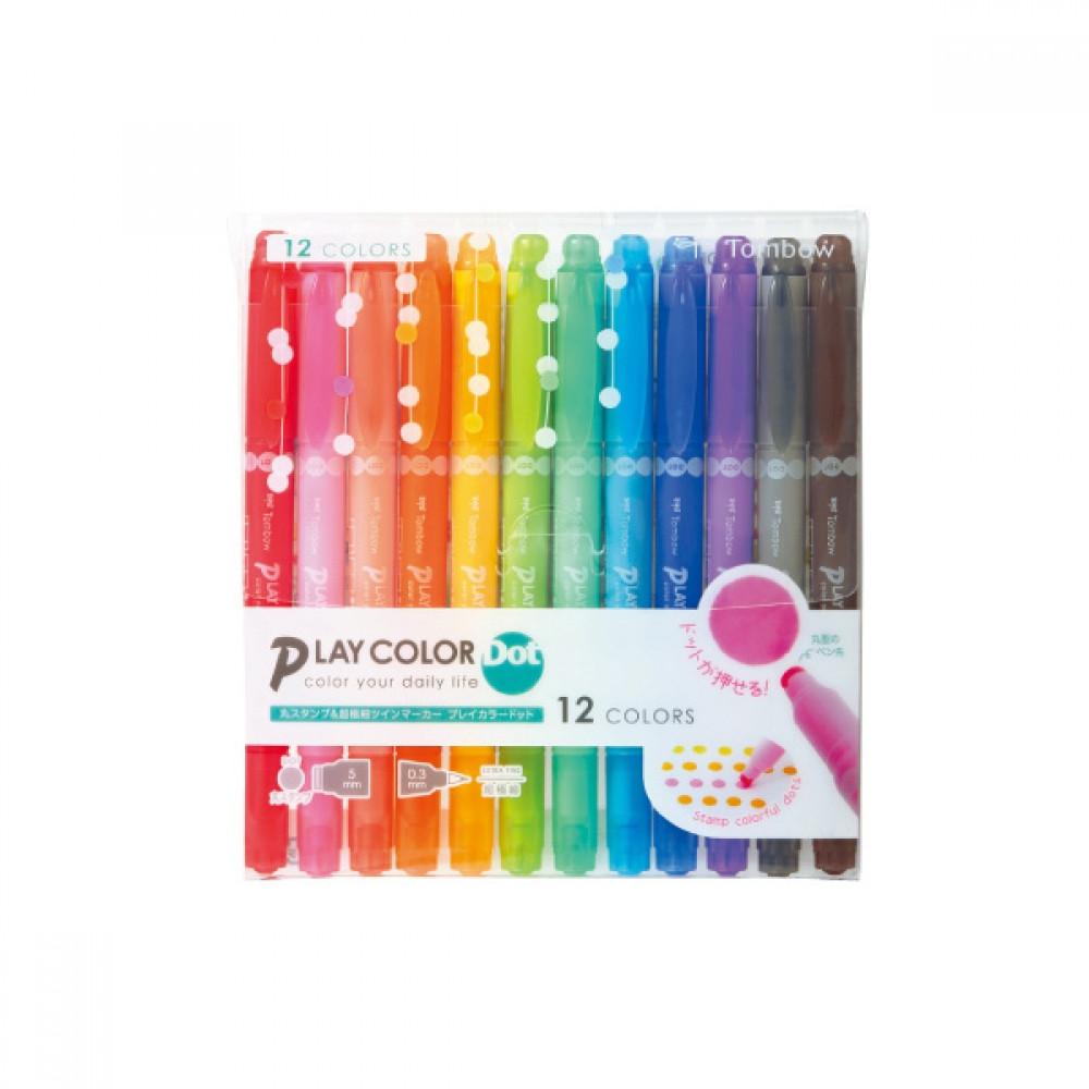 톰보우 플레이칼라 도트 형광펜 GCE-011 12색세트 다꾸형광펜