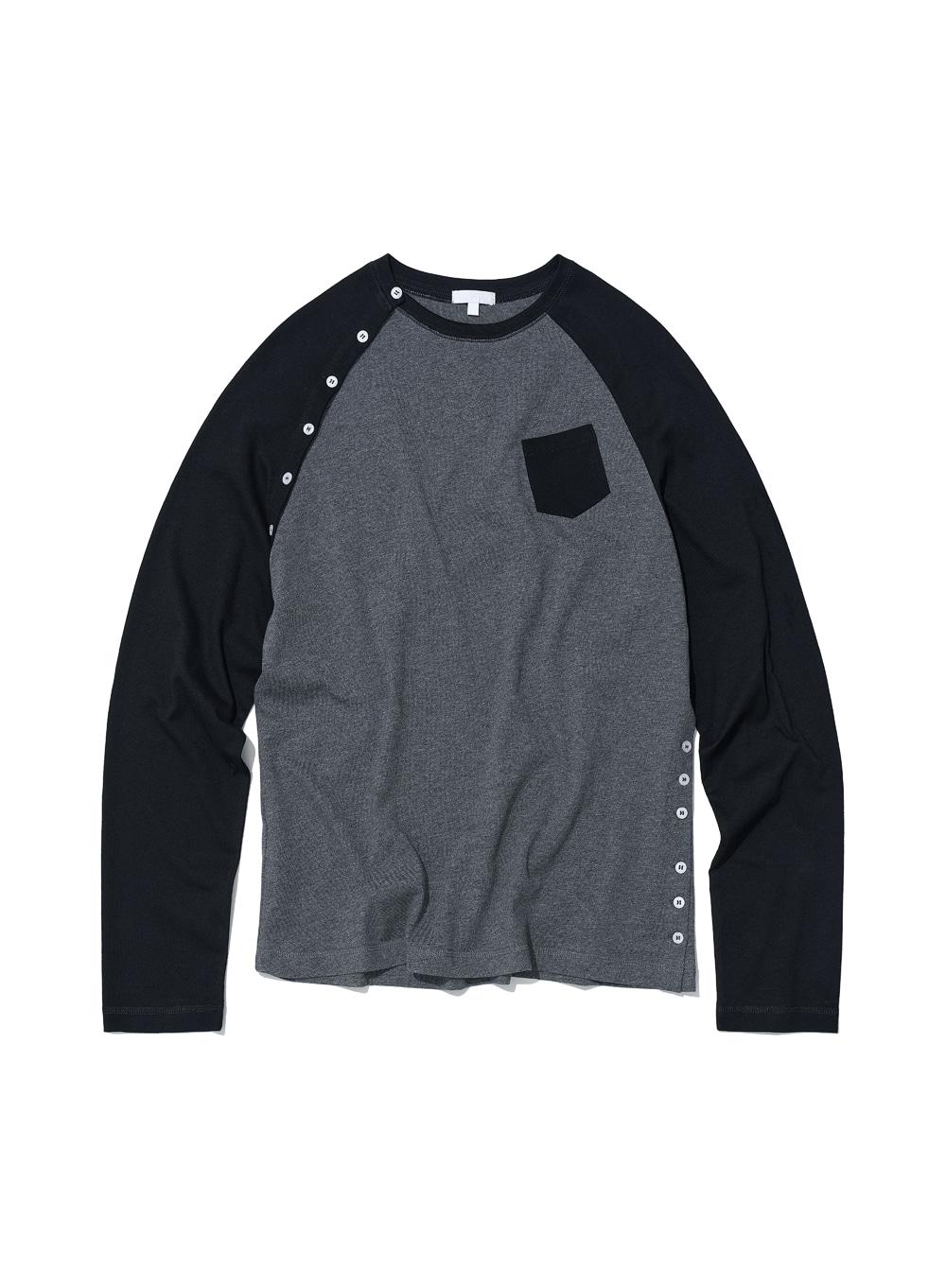 [WOMEN] PWC BUTTON-UP POCKET RAGLAN TEE_CHARCOAL MELANGE