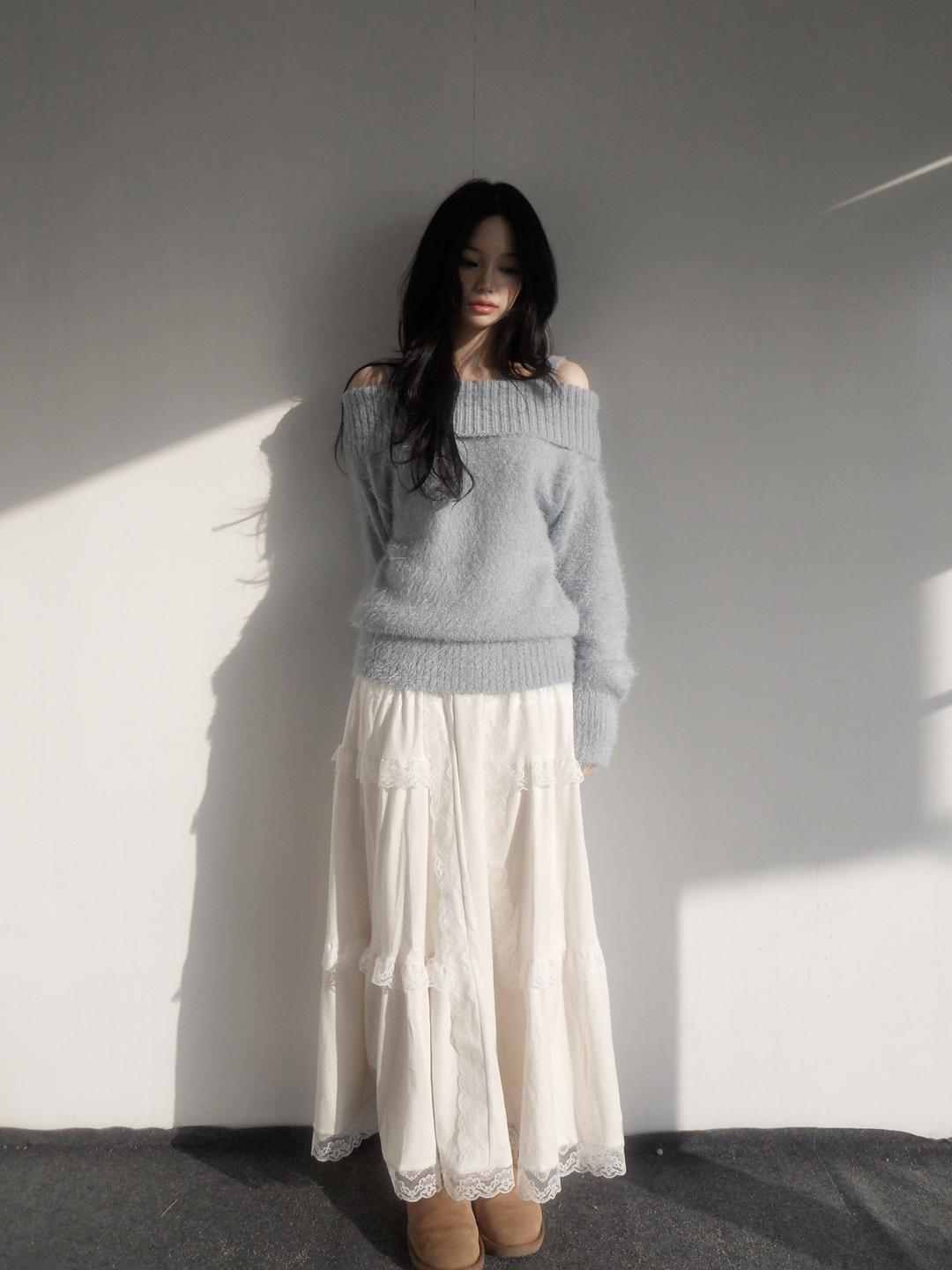 젤레나 sasha skirt 레이스롱스커트