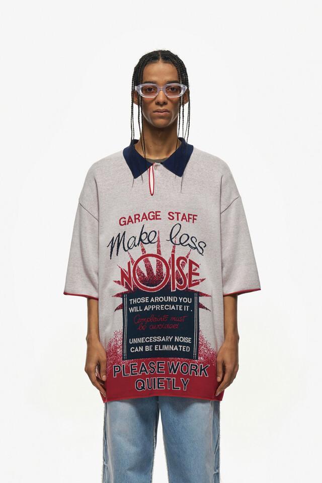 Graphic jacquard half sleeve knit_Ivory