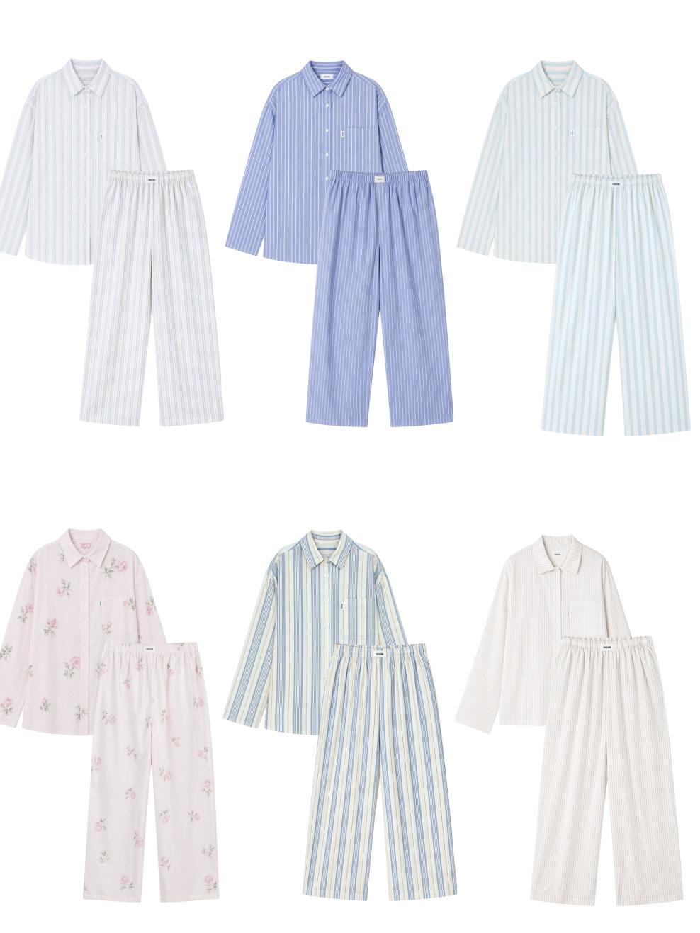 패턴 에디트 60수 코튼 파자마 셋업 모음 (FREE SIZE, 6 COLORS)