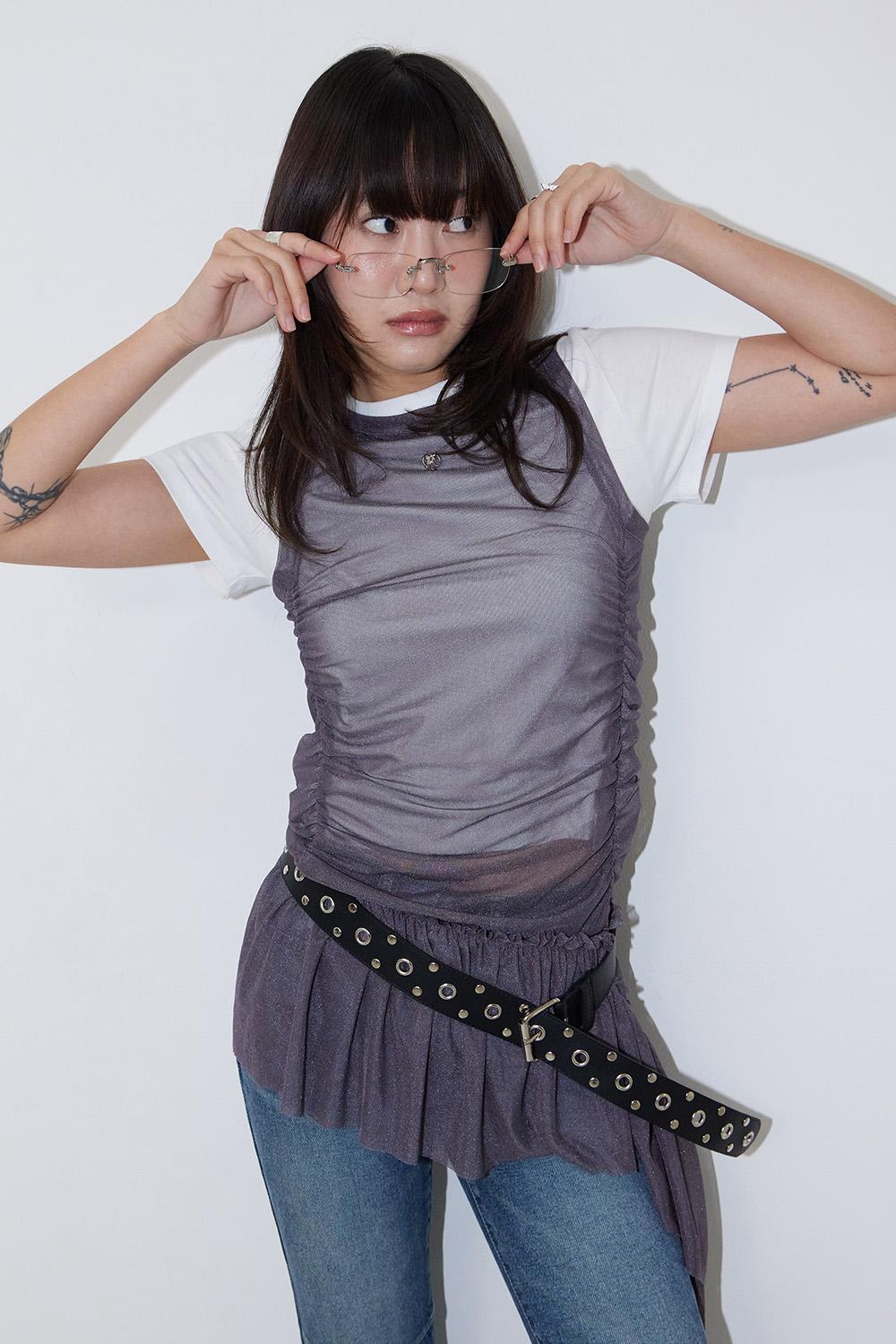 Mesh Princess Line Drop Dress_PURPLE GRAY