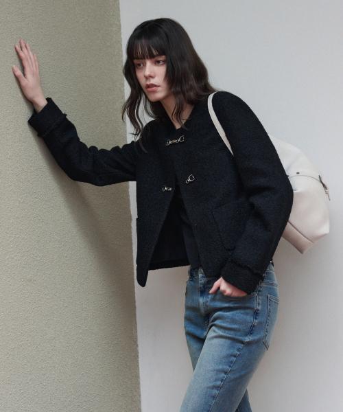 후크 트위드 자켓 [BLACK]