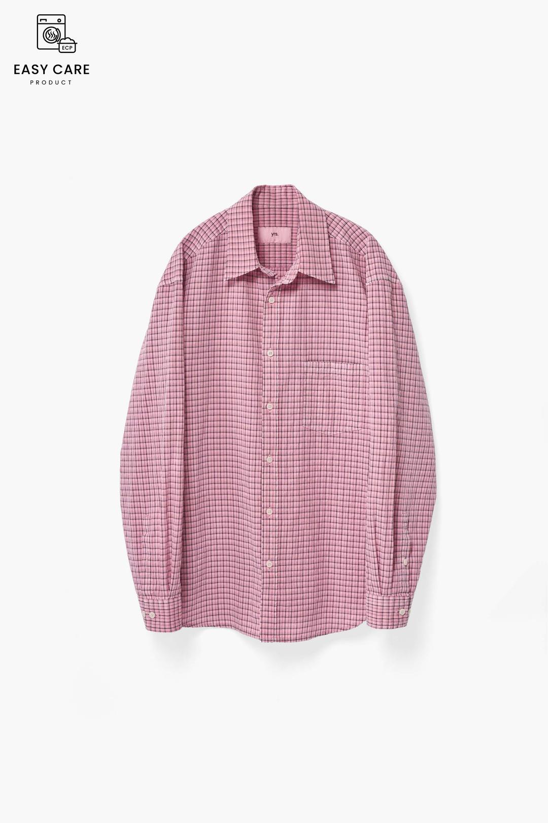 OVERDYED PINK OVERDYED CHECK POIKA SHIRT CLASSIC FIT (ECP GARMENT PROCESS)