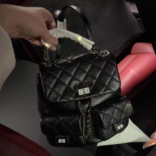 [당일출고]퀼팅 투포켓 체인 미니백팩