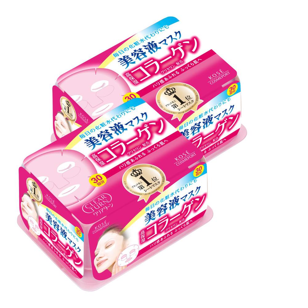 KOSE 코세 클리어 턴 에센스 콜라겐 페이셜 마스크 30매입 x 2개