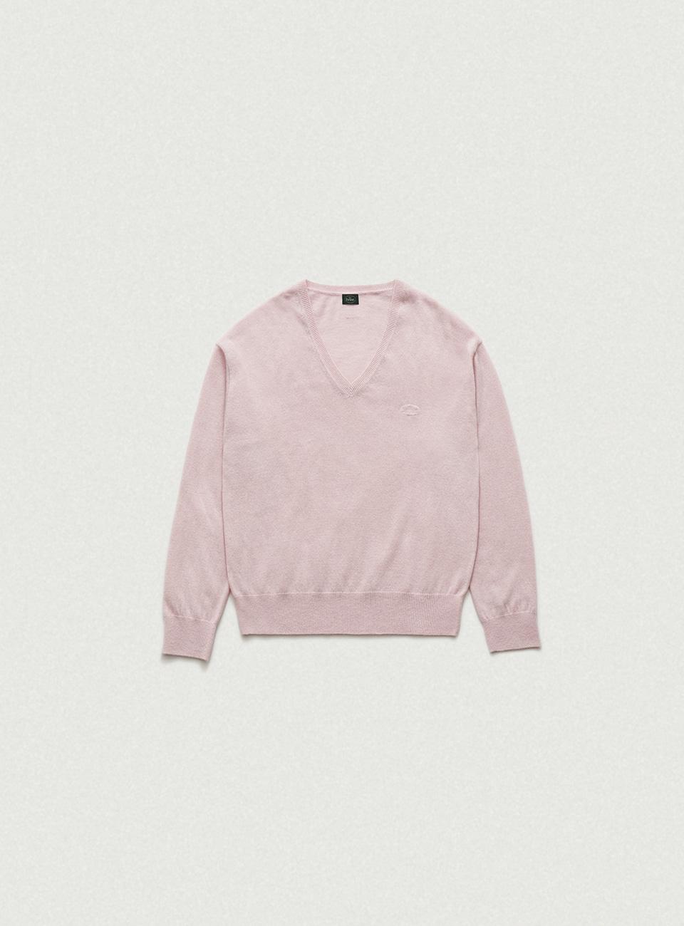Pink Light Plain V-Neck Knit Sweater [3월 말 순차 배송]