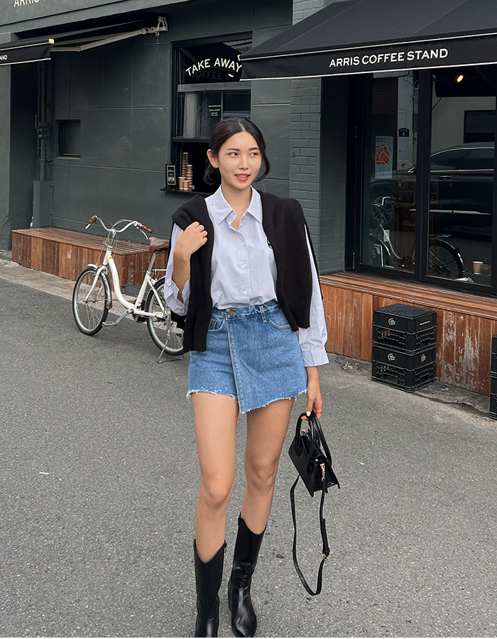 [MD추천] 랩 데님 치마바지