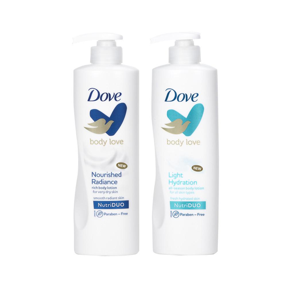 도브 바디러브 로션 너리쉬드 라디언스 400ml + 라이트 하이드레이션 400ml