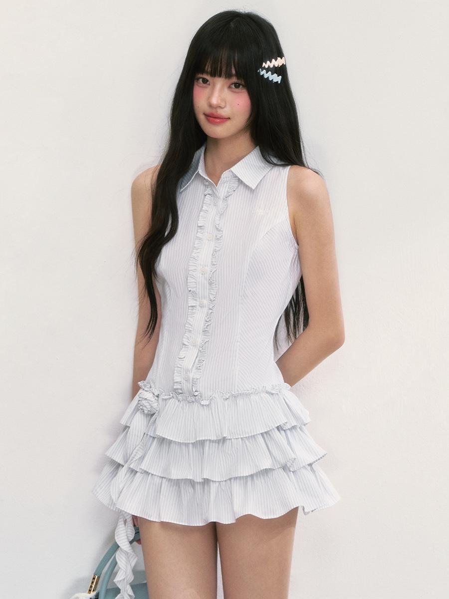 Weekendhub Ruffle Stripe Tiered Mini Dress