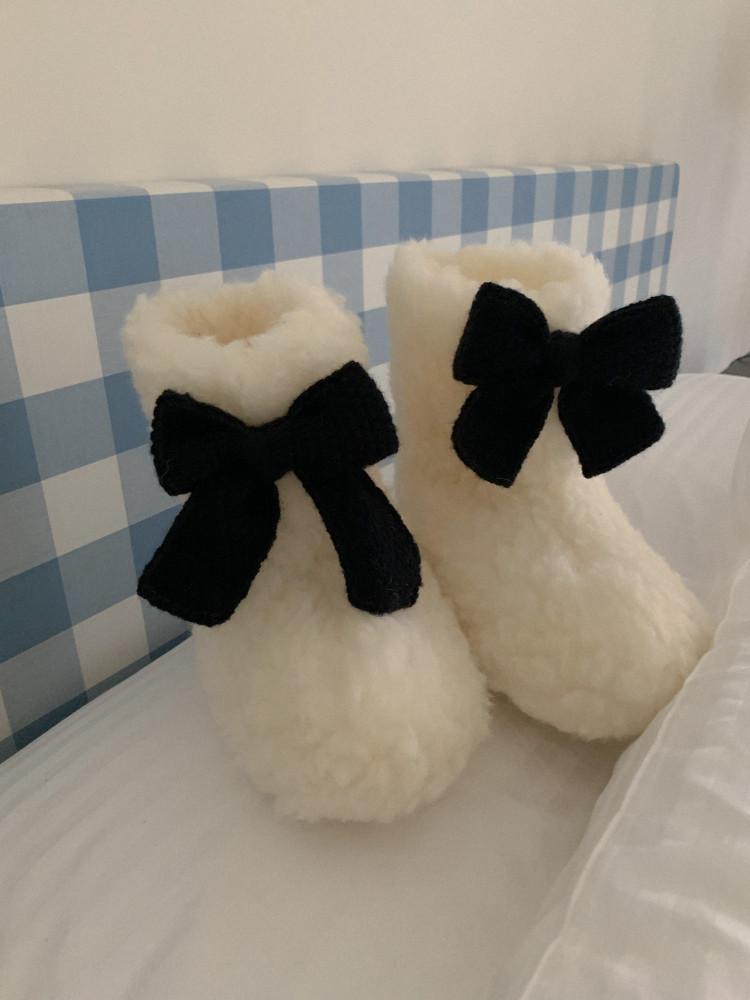 뽀글이 리본 룸슈즈