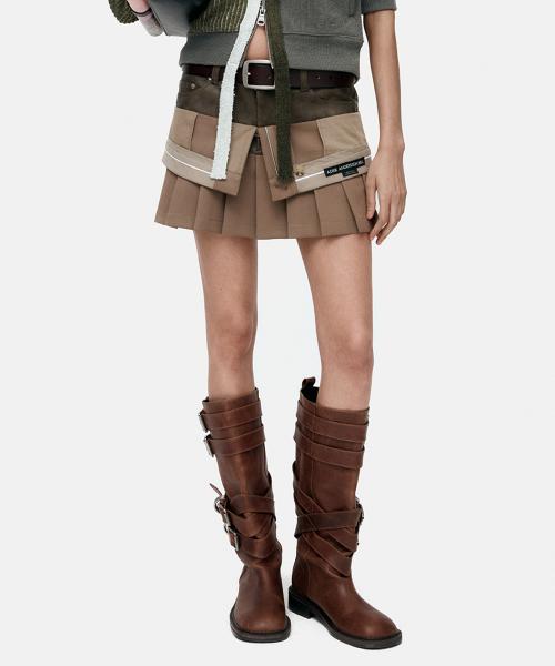 INSIDE OUT PLEATS SKIRT apa845w(BEIGE)