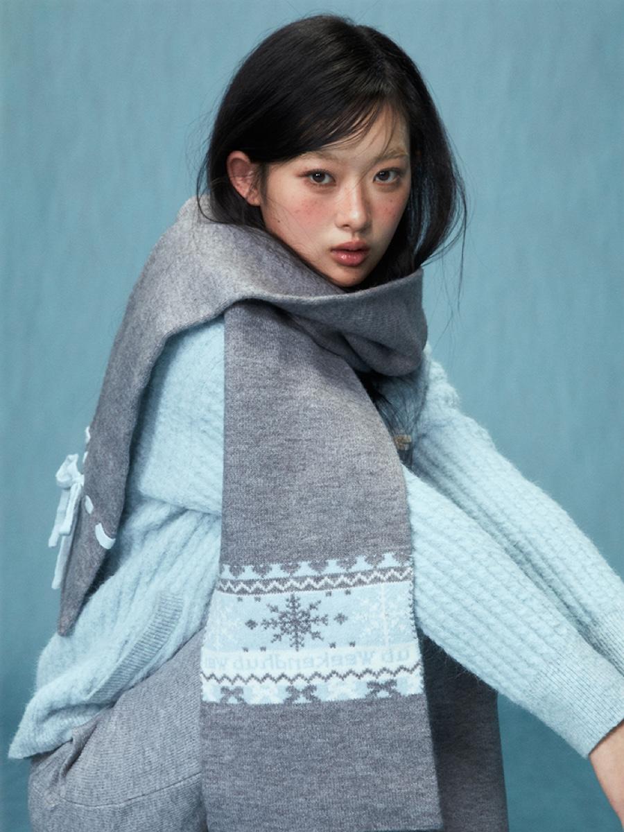 Weekendhub Winter Jacquard Gray Muffler