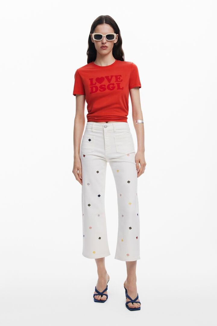 Culotte jeans with clovers