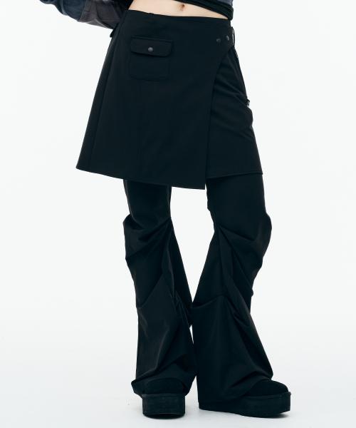 지초이 SS24 DETTACHABLE SKIRT PANTS (BLACK) - 위시버킷