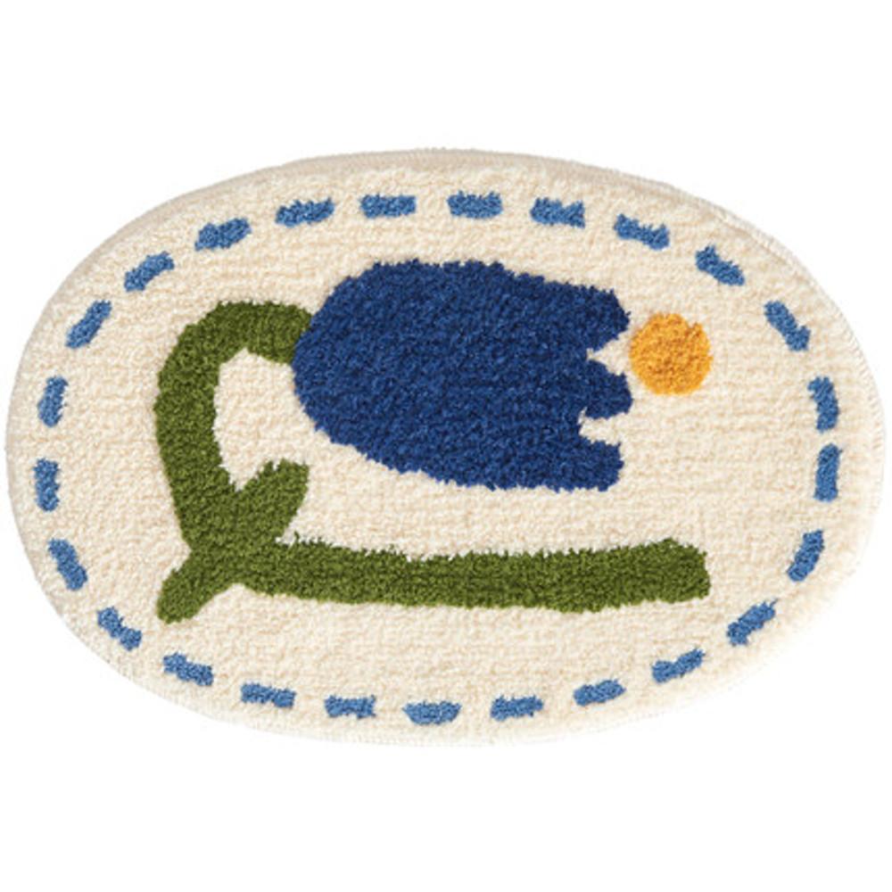 코지풀 블루 튤립 미니 러그 터프팅 플라워 발매트 카페트