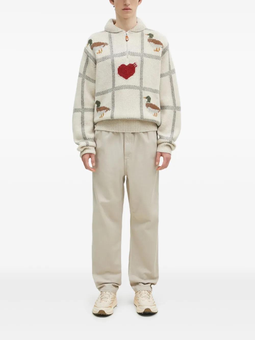 Human Made 인타르시아 니트 하프 지퍼 스웨터 | 화이트 | FARFETCH KR