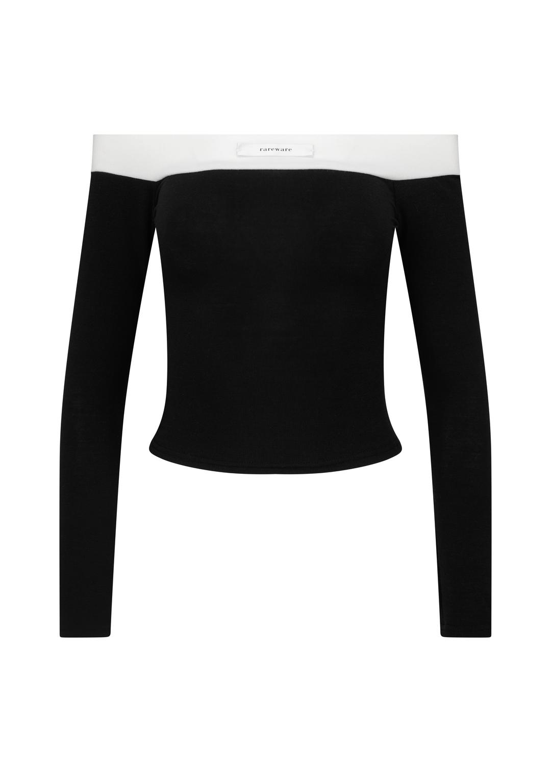 Block off shoulder T-shirts (Black)