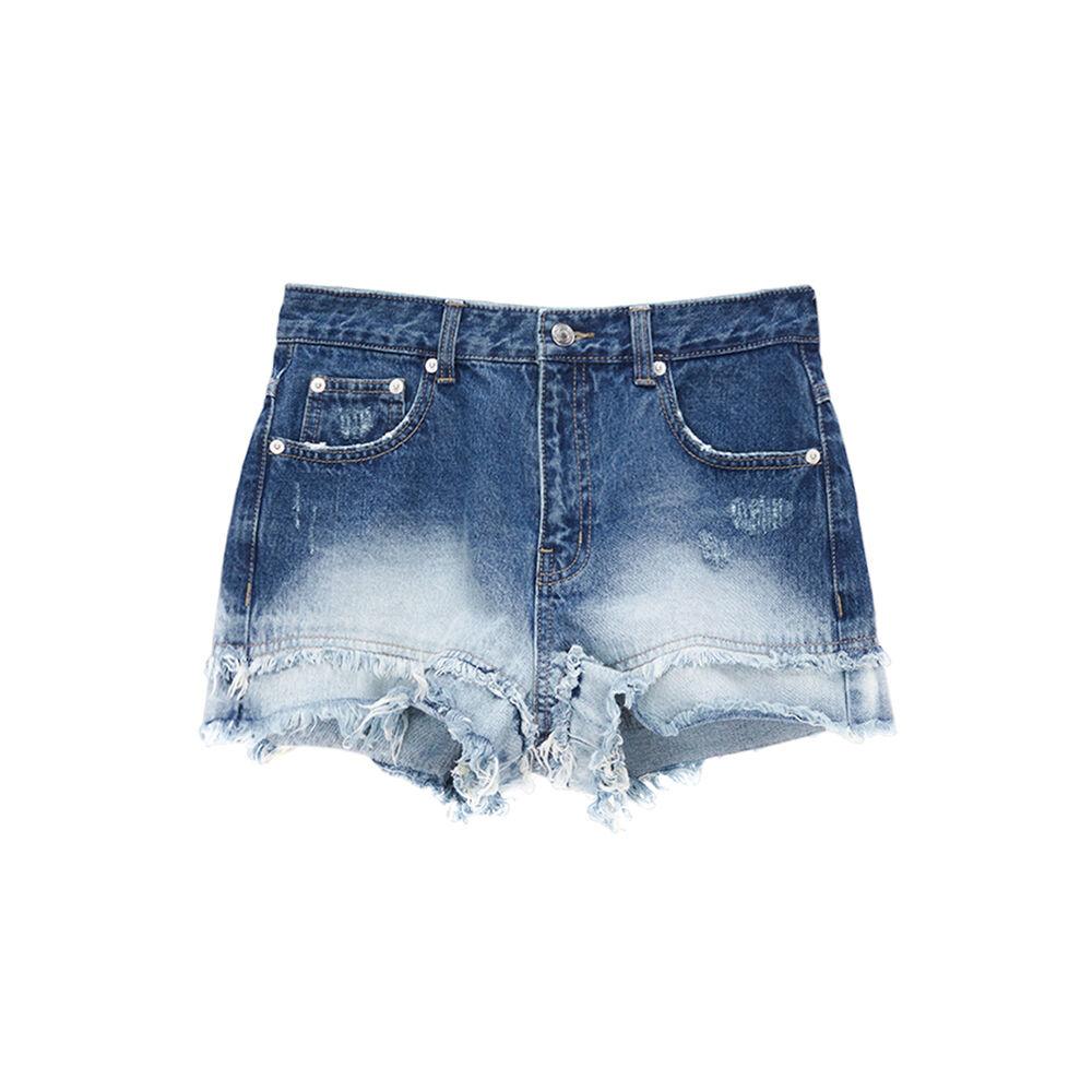 DOUBLE CUTTED DENIM SHORTS IN BLUE