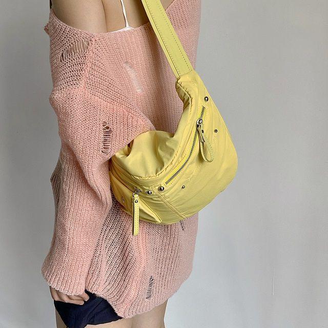 [끈조절]바스락 나일론 크로스 슬링백 빅 힙색 포켓 가방