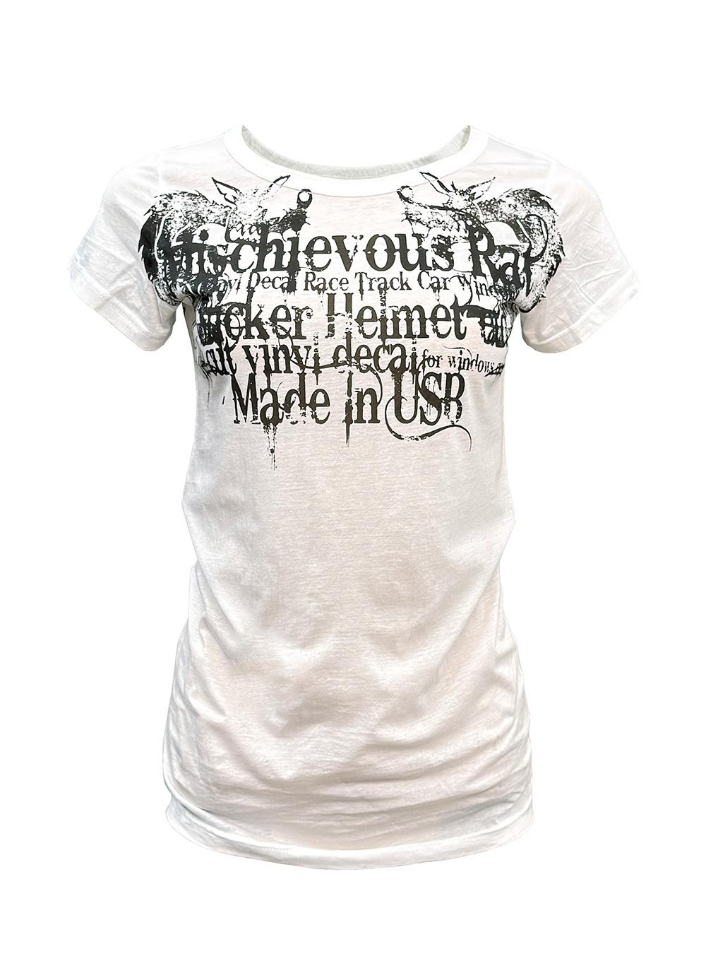 White Slim-Fit Graphic Printed T-Shirt