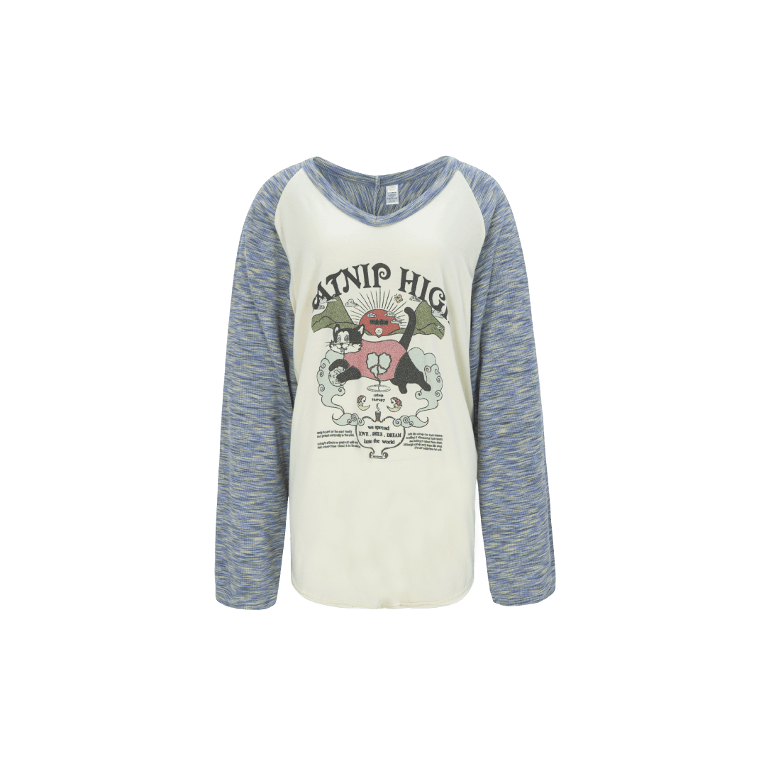 CATNIP HIGH long t-shirt blue