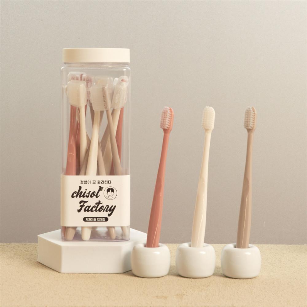 칫솔공장 치과칫솔 코랄&베이지 12P