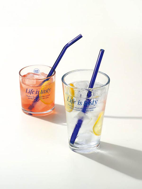 블루 내열유리 빨대세트 2개입