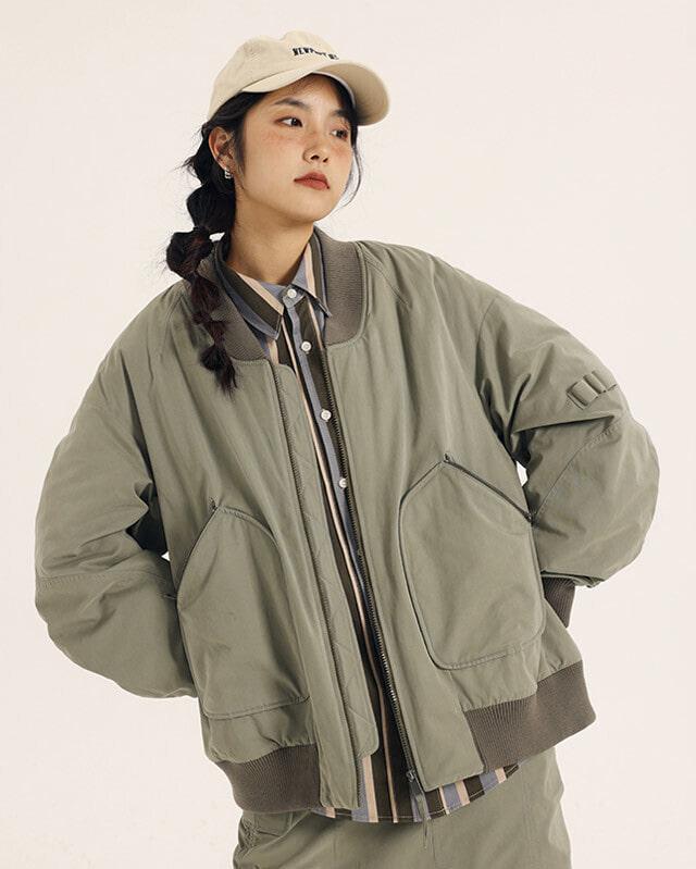 DEER&FLYER 오버핏 봄버자켓 (올리브)