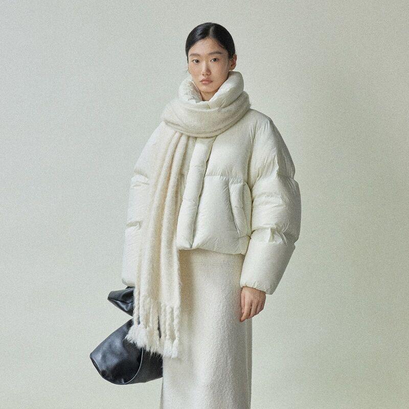 4color 하이넥 오리털 90 함유 바디핏 숏패딩