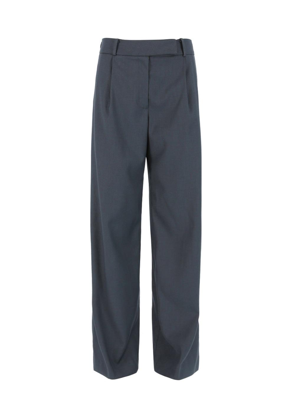 Box Pleat Pants - Blue Grey