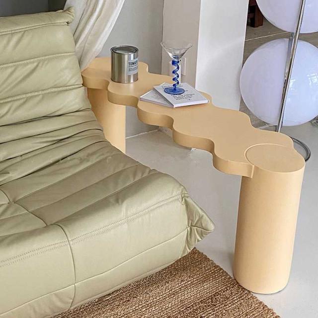 웨이브 사이드 테이블 3color 보조 간이 베드 테이블 벤치 스툴 슬림 좁고긴 티테이블