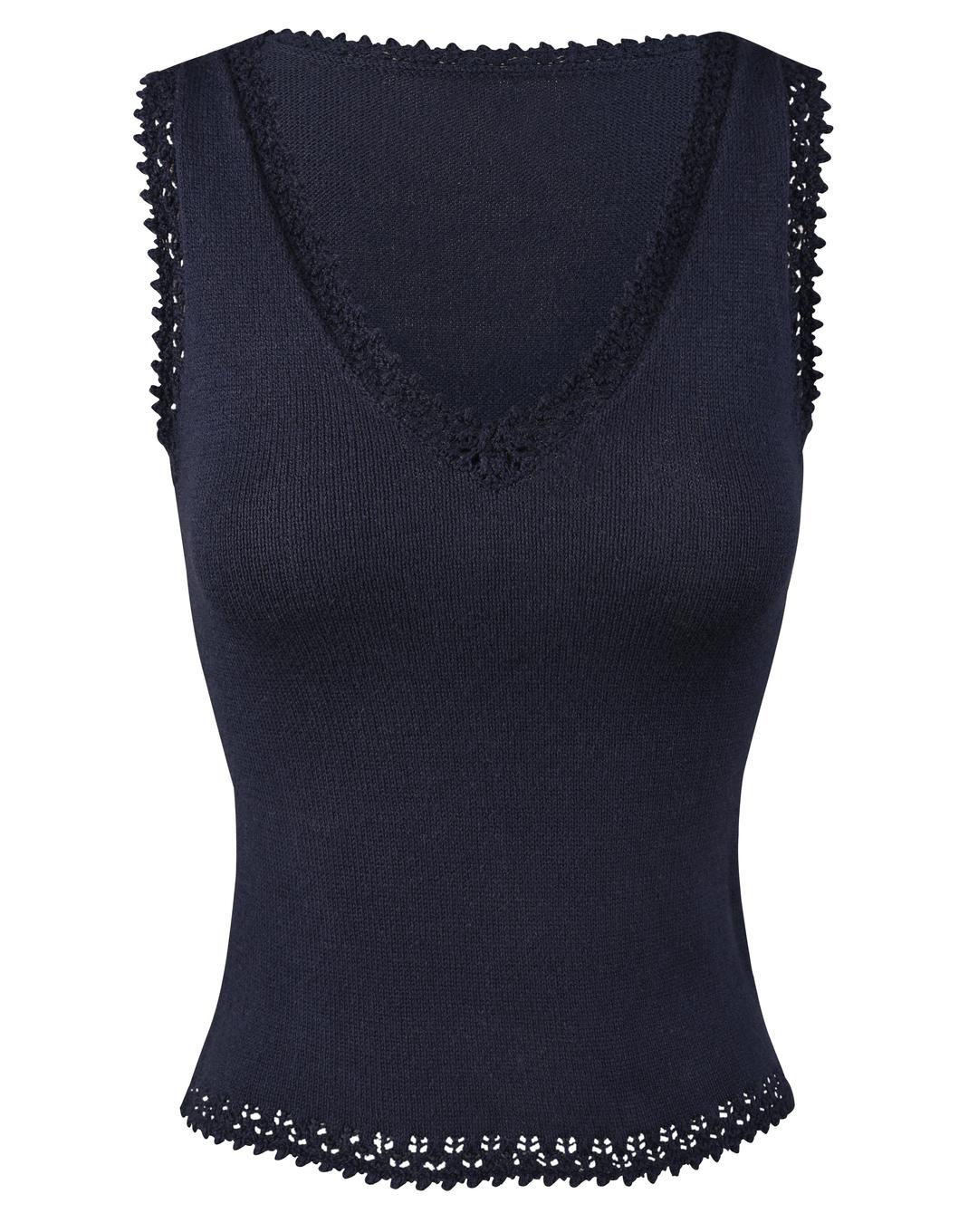 Lace Knit Tank - Navy - XS