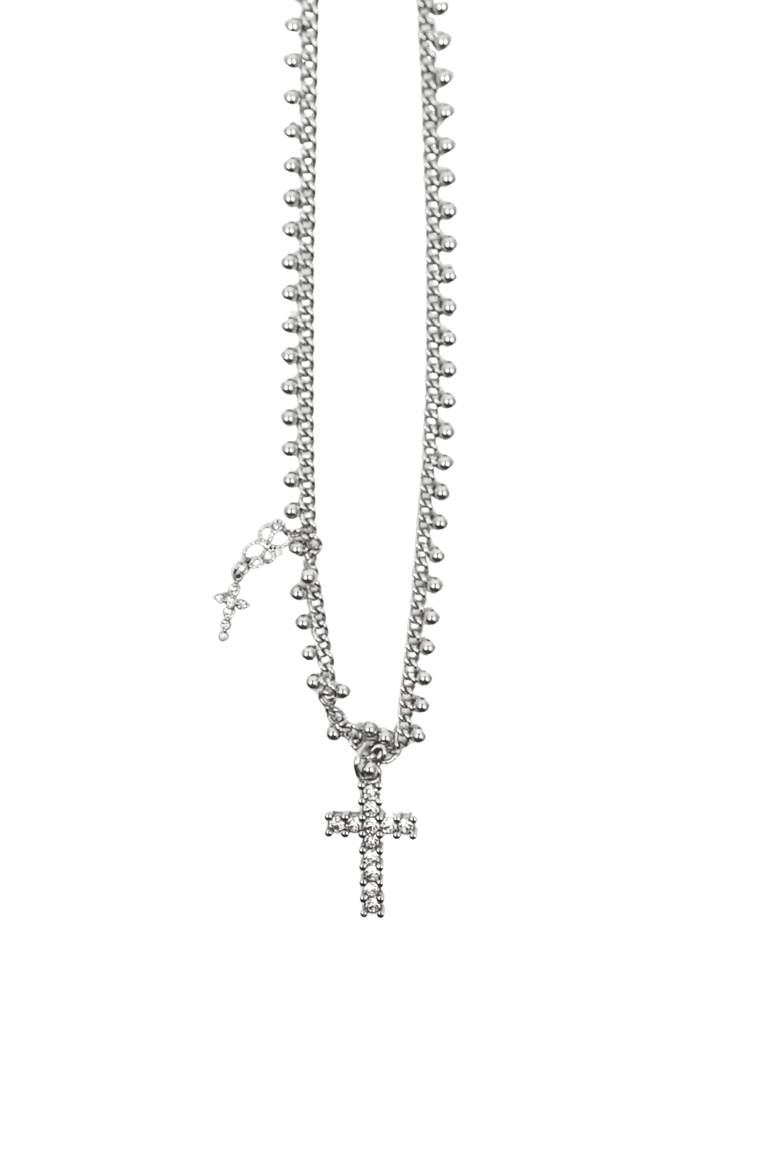 [Pink orchid house] Dot cross necklace