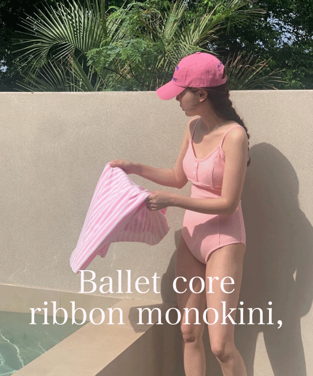 여름 여자 리본 모노키니 발레코어 수영복 휴양지룩 바캉스 4color 핑크 소라 블랙