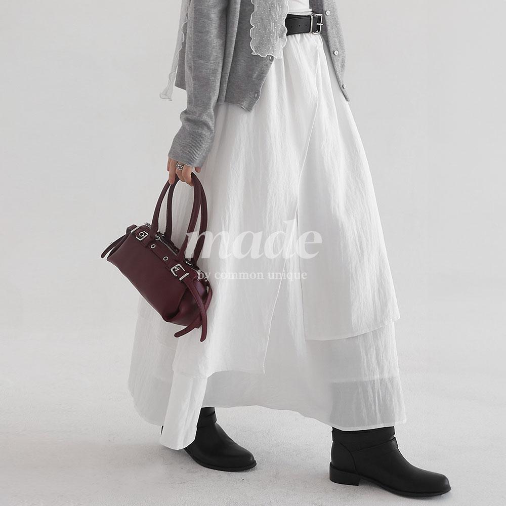 [MADE] 유르 밴딩 뱀부 언발 오블리크 롱 스커트 (봄/간절기/여름/레이어드/캉캉/러블리/걸리시/포인트/여행/휴가/휴가룩/벚꽃룩/벚꽃)