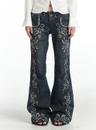 Jewelry Pattern Printed Flared Jeans