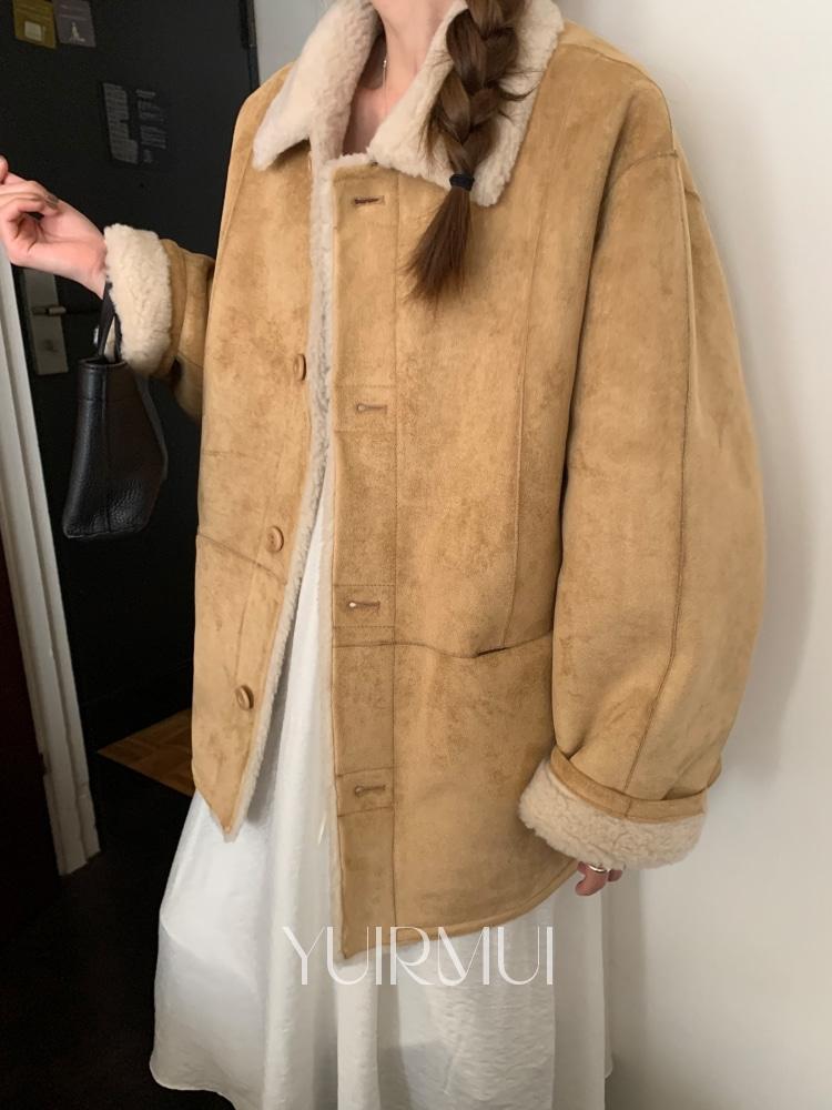 mellounge 멜라운지 리버 양면 리버시블 카라 하프 무스탕 1color