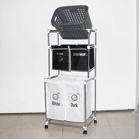 [이강테크] 업그레이드 빨래바구니 - 3단5칸 (화이트)