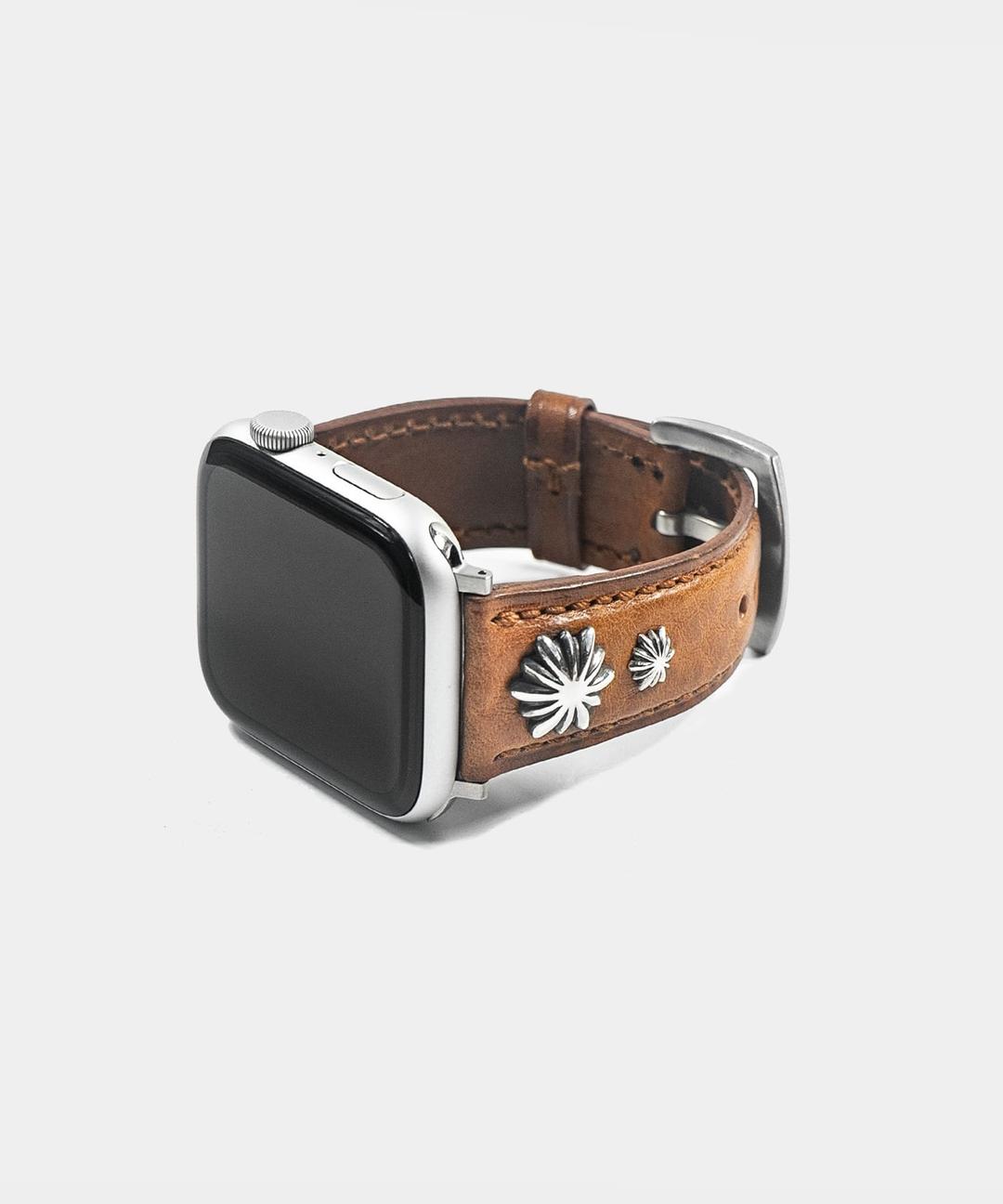 4-Heli Concho Apple Watch Strap(Brown) - Brown Stitch