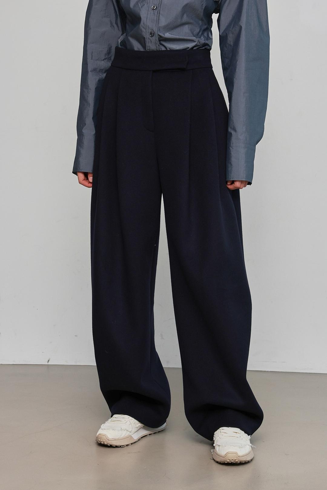 Cocoon Two-tuck Wool Cash Pants_Navy