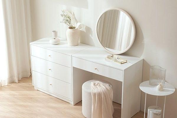 알토 디자인 3단 서랍장+수납 화장대 세트(E0등급)