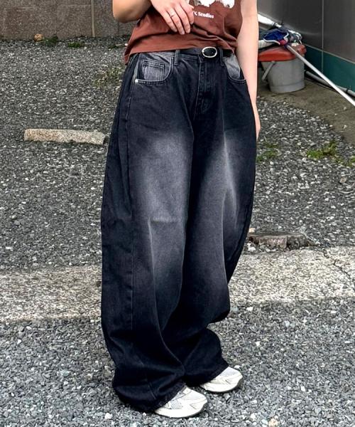 루시아 우먼 벌룬 사이드 핀턱 데님 팬츠 4 Color [ULZD_0040]