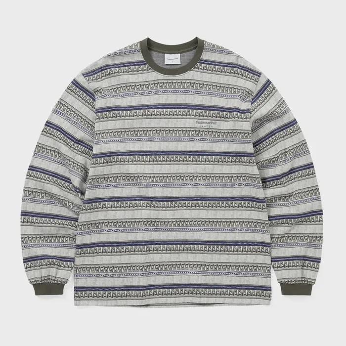Pattern Striped L/S Tee Ivory