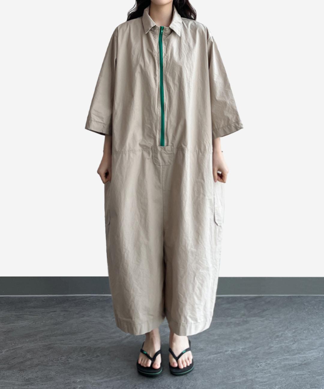 [26SS] 코튼 지퍼 점프 슈트 3color