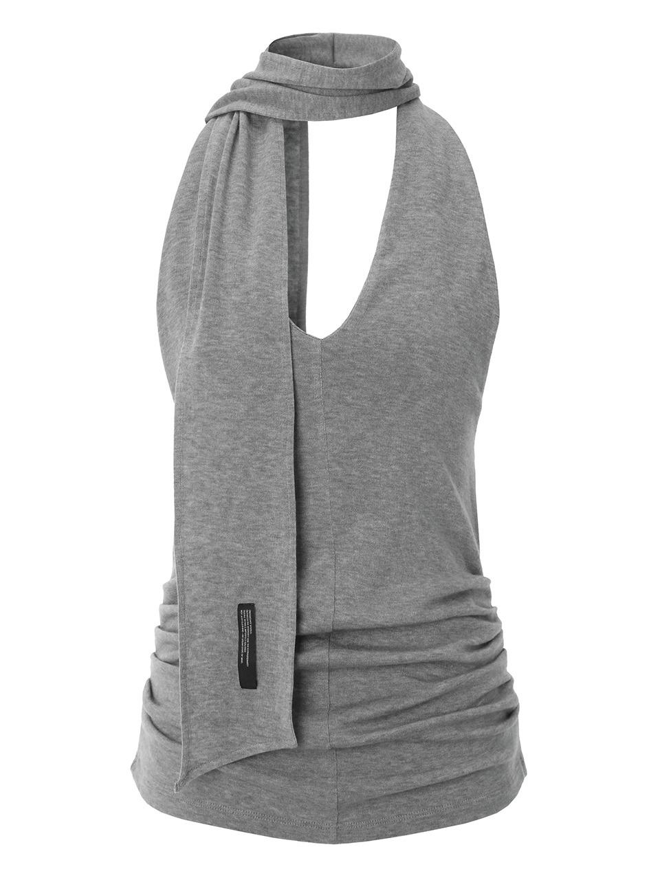Halter Tie Bustier Top (grey)