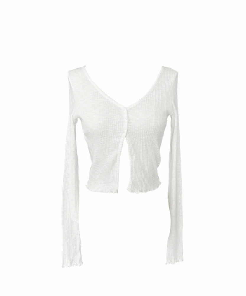 Lune 딥유넥 레이어드 트임 가디건 티셔츠 (3colors)